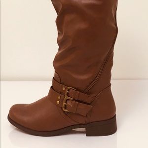 Morgan brown asymmetrical zipper boots